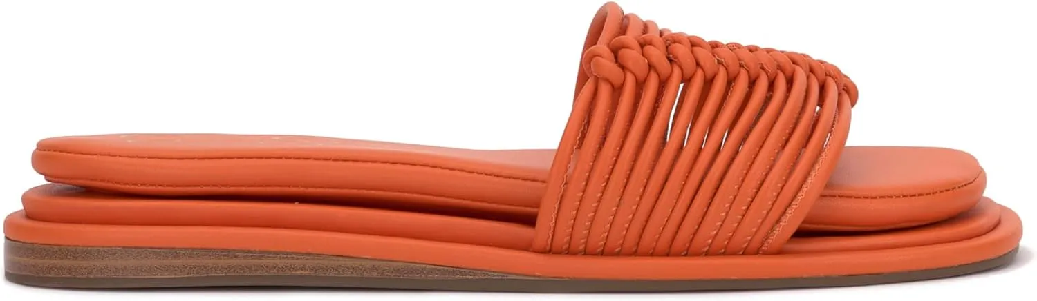 Jessica Simpson Womens Strappy Faux Leather Slide Sandals