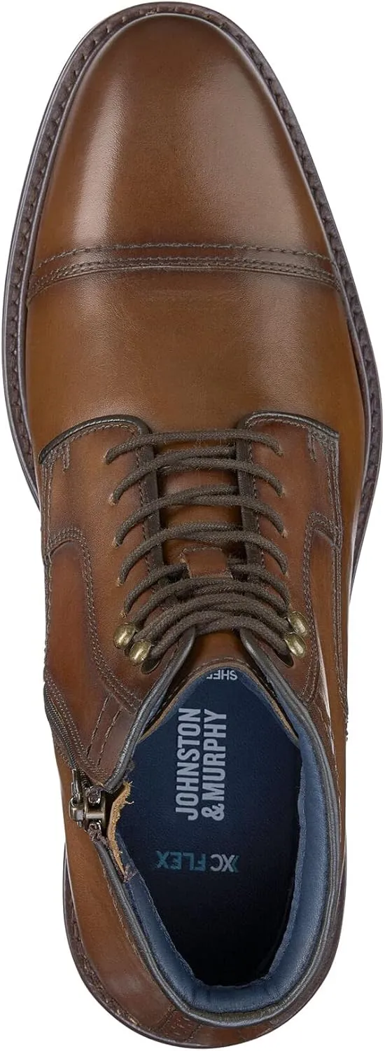 Johnston & Murphy Men’s XC Flex Raleigh Cap Toe Zip Boot | Full-Grain Leather | Cushioned Footbed | Leather/Rubber Sole