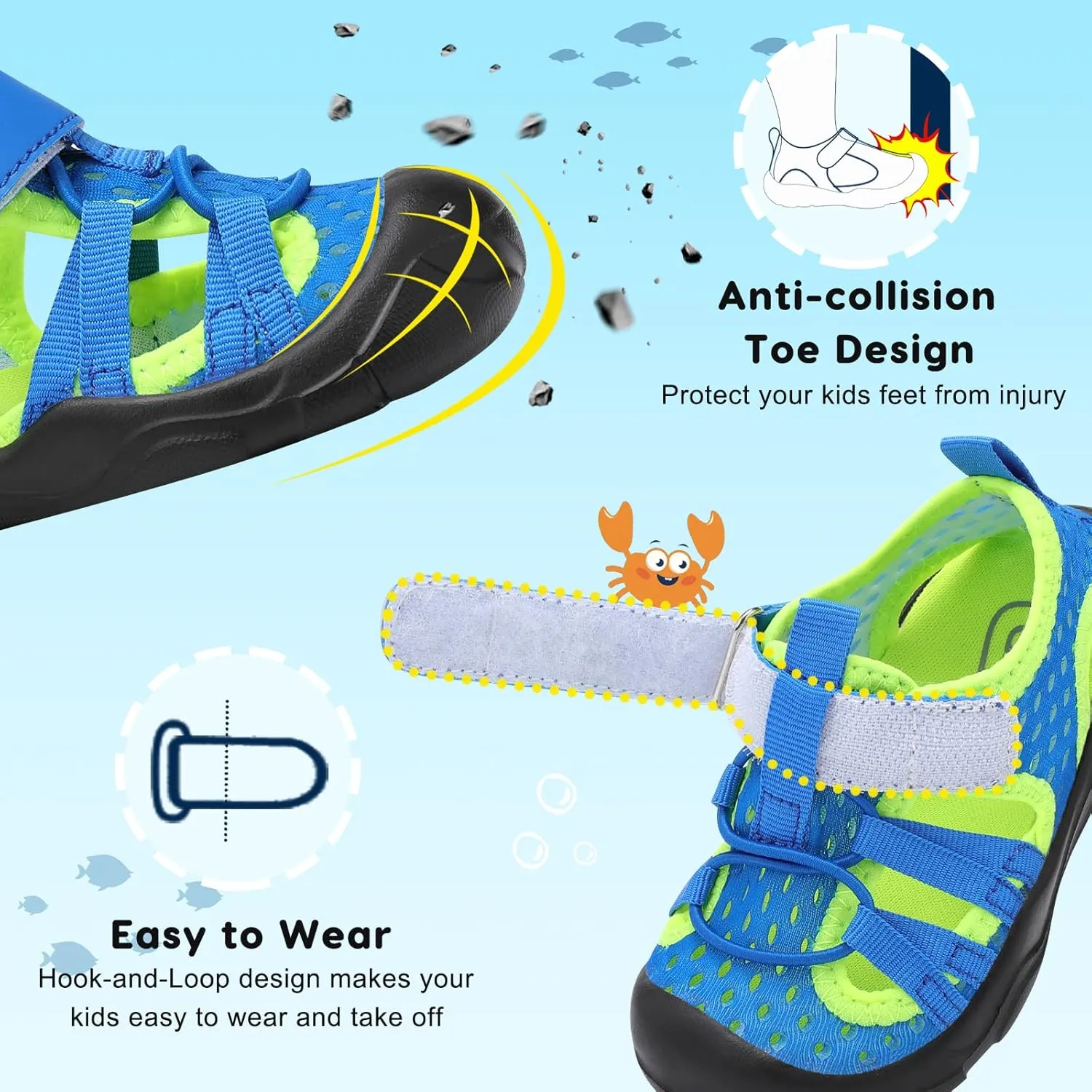 JOINFREE Toddler Boys Girls Water Shoes Breathable Qucik Dry Sport Beach Sandals Lightweight Barefoot Flexible