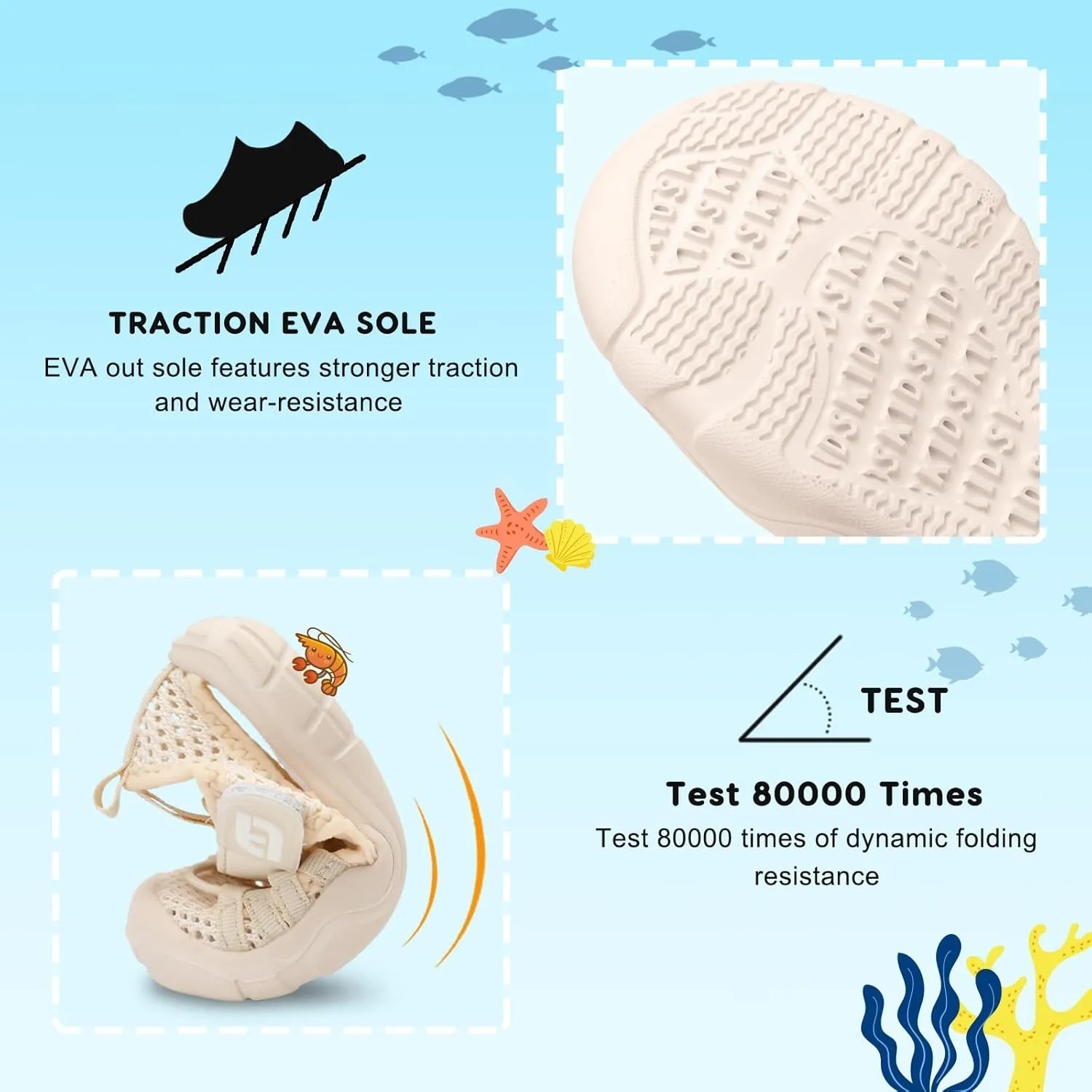 JOINFREE Toddler Boys Girls Water Shoes Breathable Qucik Dry Sport Beach Sandals Lightweight Barefoot Flexible