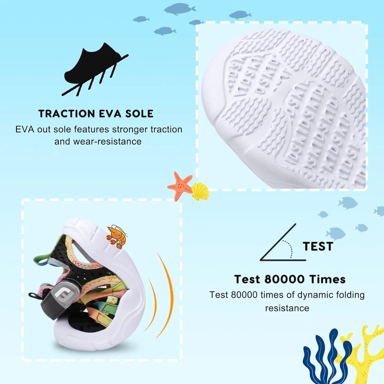JOINFREE Toddler Boys Girls Water Shoes Breathable Qucik Dry Sport Beach Sandals Lightweight Barefoot Flexible