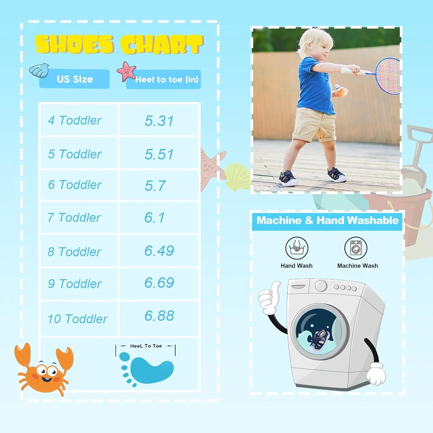 JOINFREE Toddler Boys Girls Water Shoes Breathable Qucik Dry Sport Beach Sandals Lightweight Barefoot Flexible