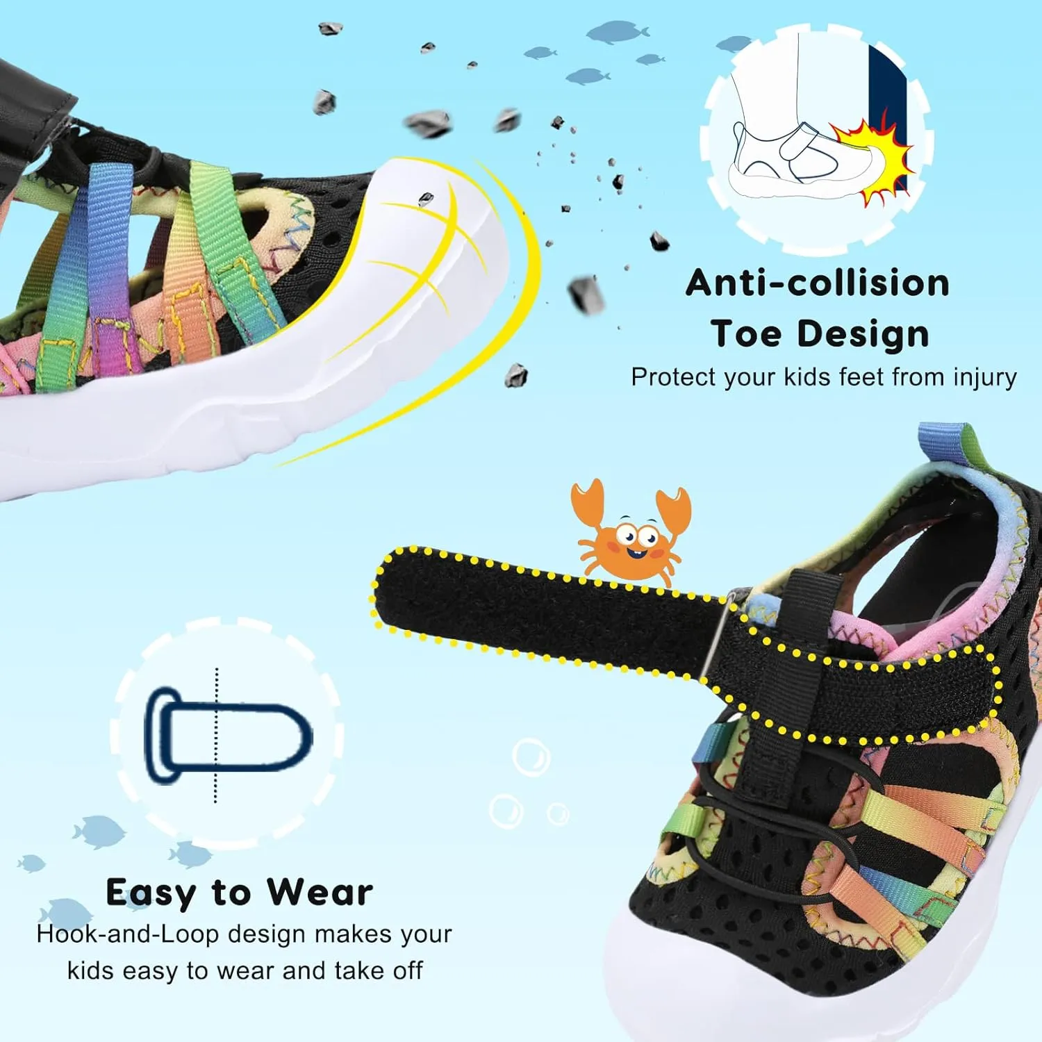 JOINFREE Toddler Boys Girls Water Shoes Breathable Qucik Dry Sport Beach Sandals Lightweight Barefoot Flexible