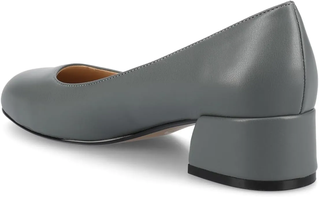 Journee Collection Womens Saarii Block Heel Dress Pumps Cushioned Slip On Covered Round Closed Toe Fashion Shoe