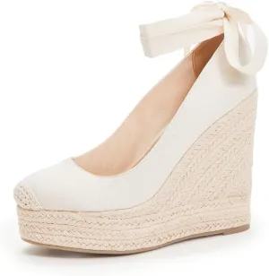 JustFab Wedge Sandals for Women Platform High Heels Summer Mule Open Toe Espadrille Wedges Slip on Comfortable Soft Arch Support Sandals