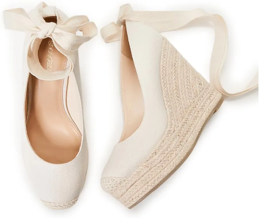 JustFab Wedge Sandals for Women Platform High Heels Summer Mule Open Toe Espadrille Wedges Slip on Comfortable Soft Arch Support Sandals