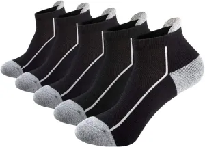 J.WMEET Mens Low Cut Ankle Athletic Socks Cotton Mesh Cushioned Running Ventilation Sports Tab Socks 5Pack