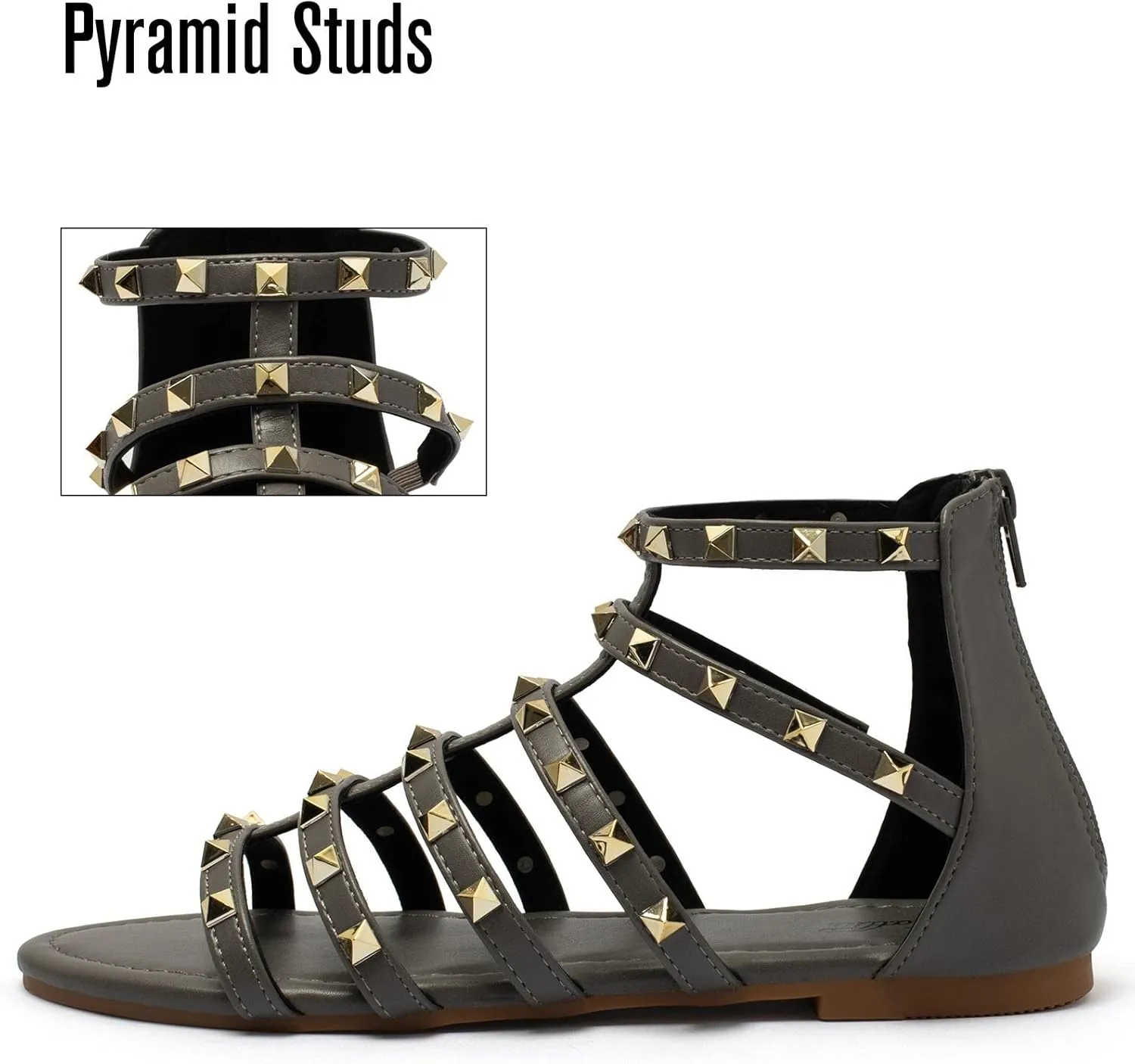 katliu Women's Gladiator Sandal Flat Strap Sandals Two Ankle Buckle