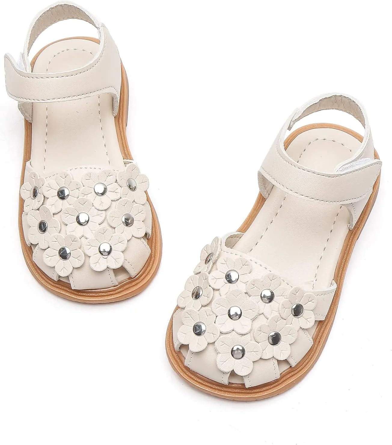 Komfyea Girl Summer Cute Wrap Toe Toddler Soft Flower Flat Beach Sandal Shoes