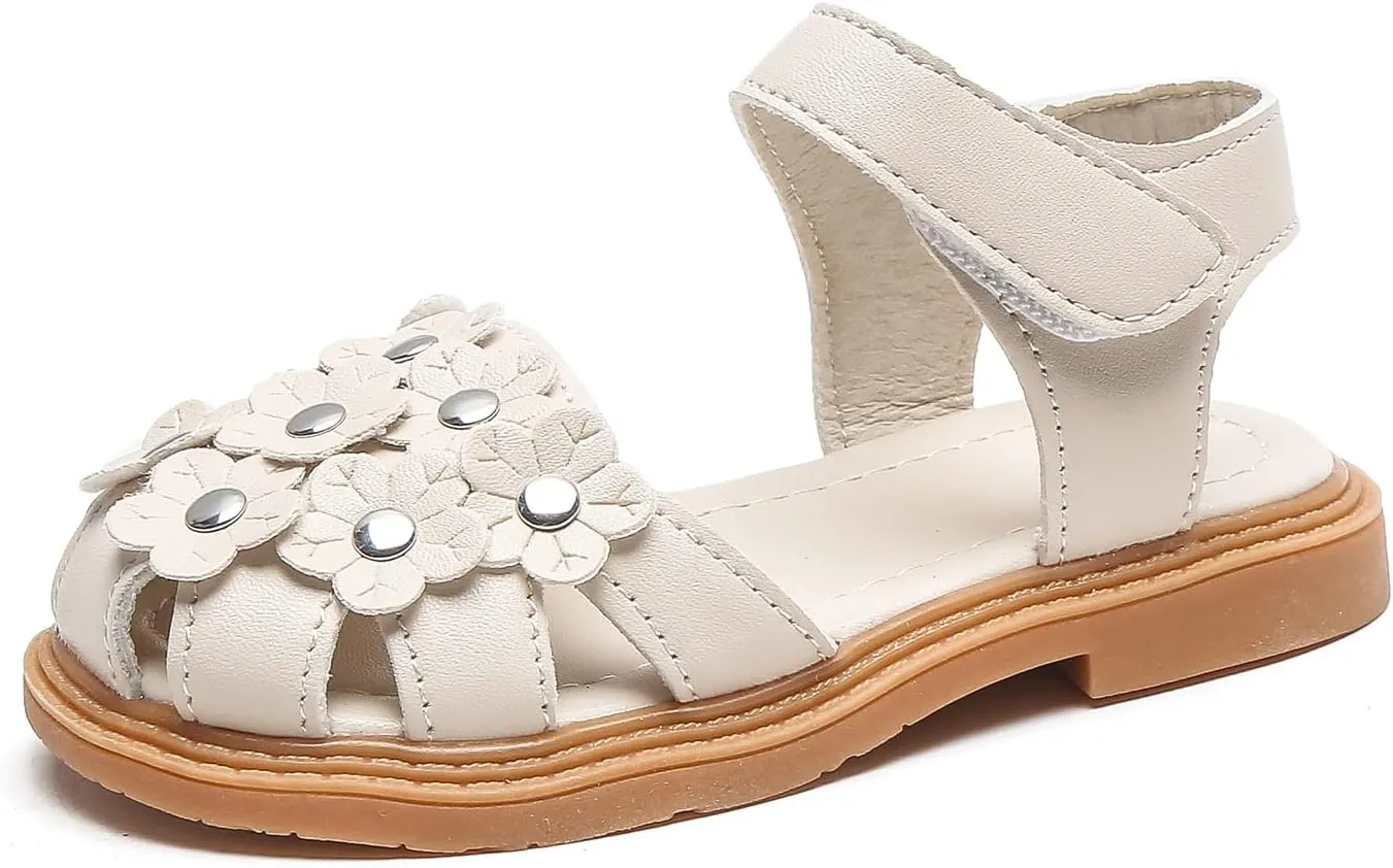 Komfyea Girl Summer Cute Wrap Toe Toddler Soft Flower Flat Beach Sandal Shoes