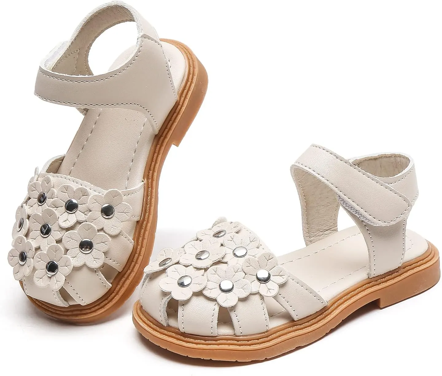 Komfyea Girl Summer Cute Wrap Toe Toddler Soft Flower Flat Beach Sandal Shoes