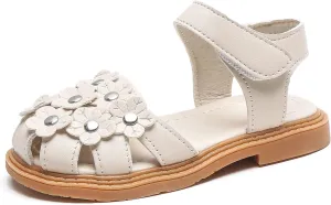 Komfyea Girl Summer Cute Wrap Toe Toddler Soft Flower Flat Beach Sandal Shoes