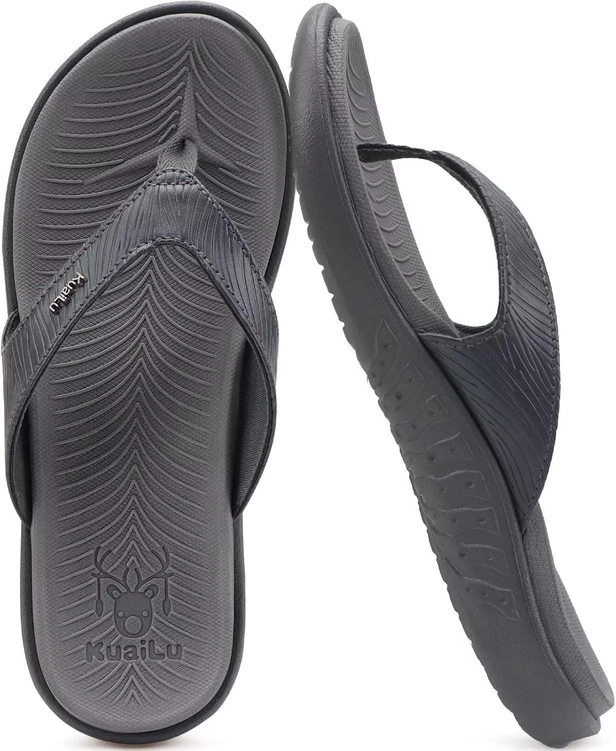 KuaiLu Flip Flops For Women Ladies Orthotic Yoga Mat Cushion Sandals Dressy Womans Lightweight Summer Slip On Beach Thong Sandles with Comfortable Arch Support (US Size 5-12)