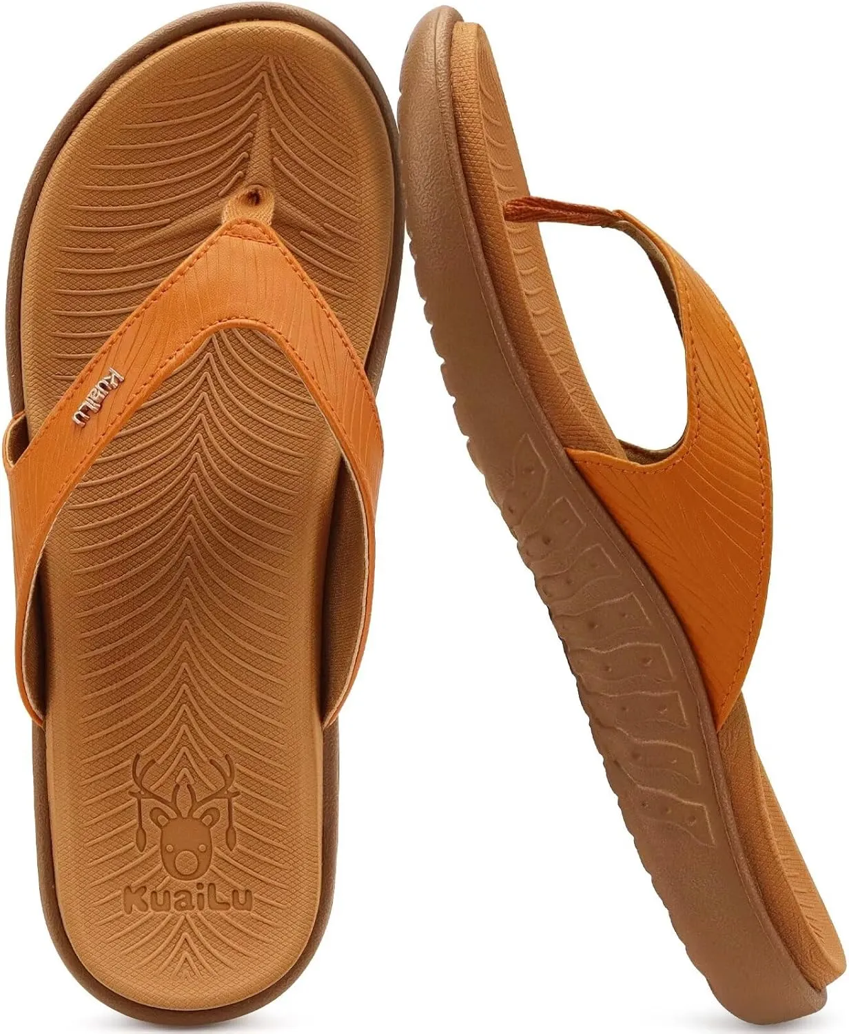 KuaiLu Flip Flops For Women Ladies Orthotic Yoga Mat Cushion Sandals Dressy Womans Lightweight Summer Slip On Beach Thong Sandles with Comfortable Arch Support (US Size 5-12)
