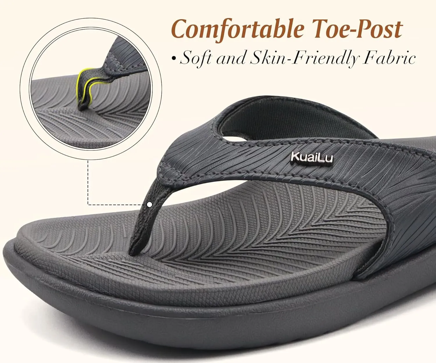 KuaiLu Flip Flops For Women Ladies Orthotic Yoga Mat Cushion Sandals Dressy Womans Lightweight Summer Slip On Beach Thong Sandles with Comfortable Arch Support (US Size 5-12)