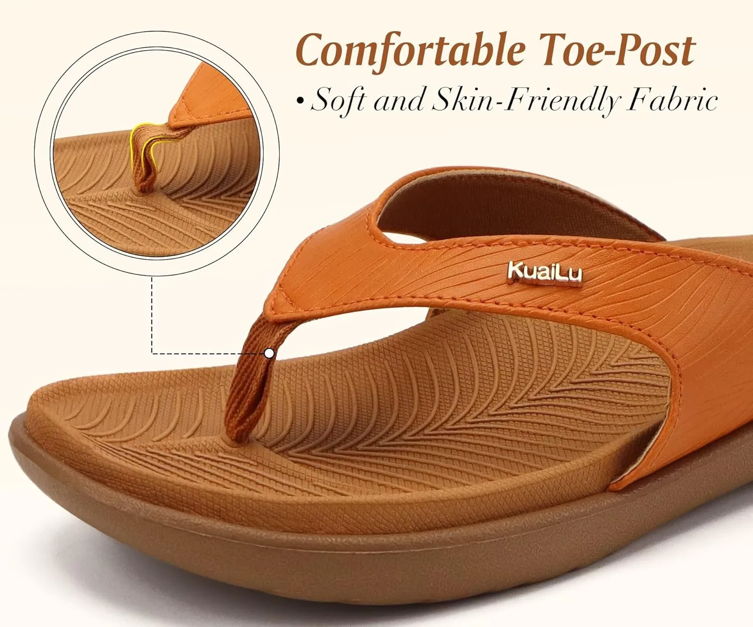 KuaiLu Flip Flops For Women Ladies Orthotic Yoga Mat Cushion Sandals Dressy Womans Lightweight Summer Slip On Beach Thong Sandles with Comfortable Arch Support (US Size 5-12)