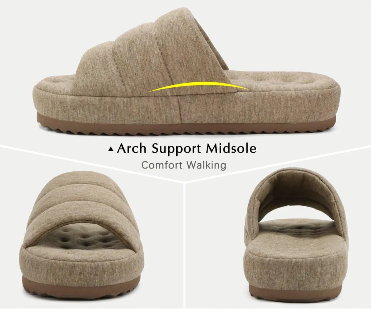 KuaiLu Men's Fashion Quilted Cotton-blend Fabric Sandal Slippers Cozy Memory Foam Indoor/Outdoor House Shoes with Lightweight Soft Cushion Footbed Hard Rubber Sole