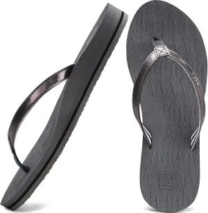 KuaiLu Womens Fashion Flip Flops Ladies Lightweight Summer Beach Yoga Mat Thong Sandals with Comfortable Arch Support