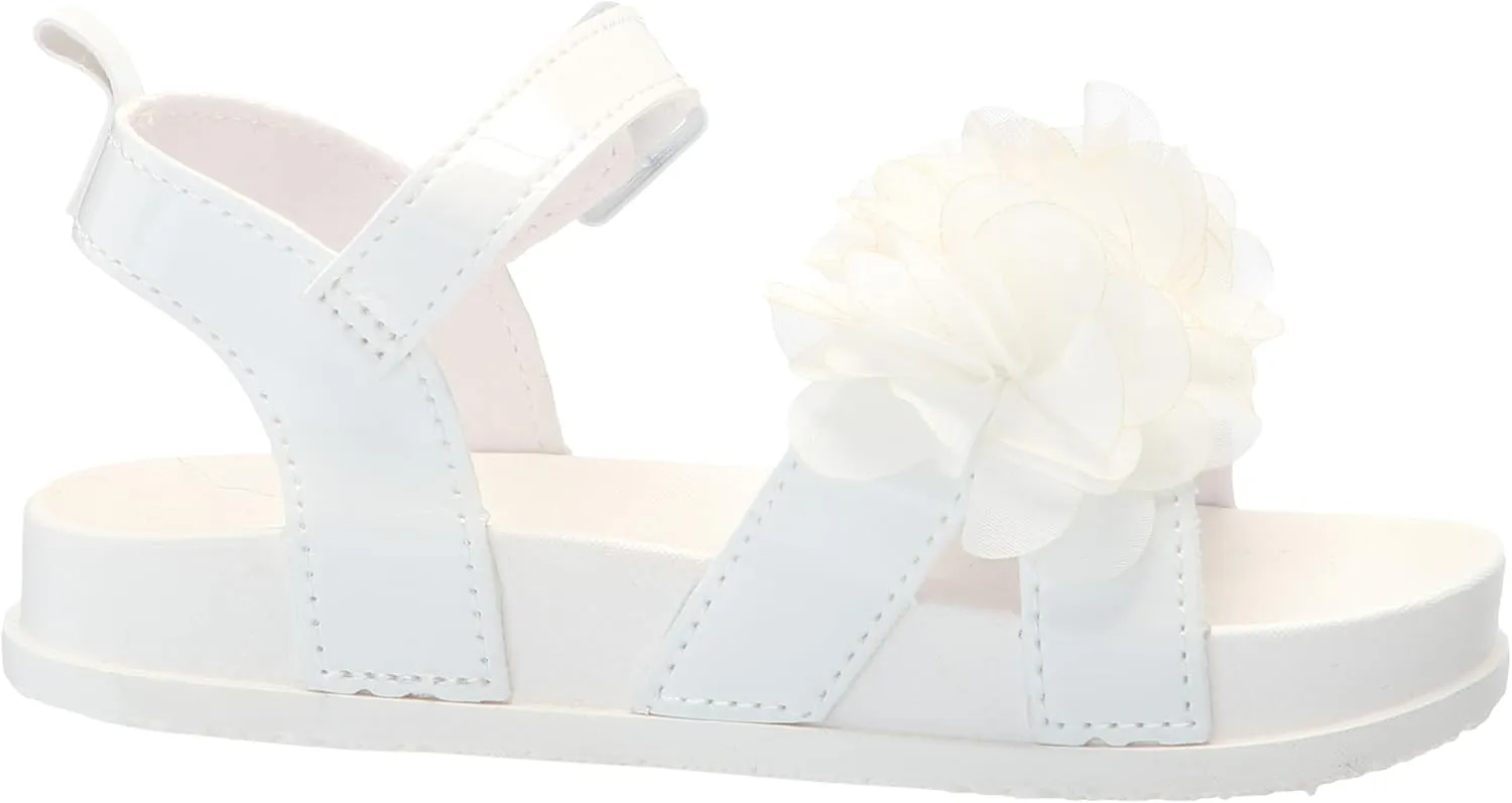 Laura Ashley Girls Sandals - Platform Footbed Sandal with Flower