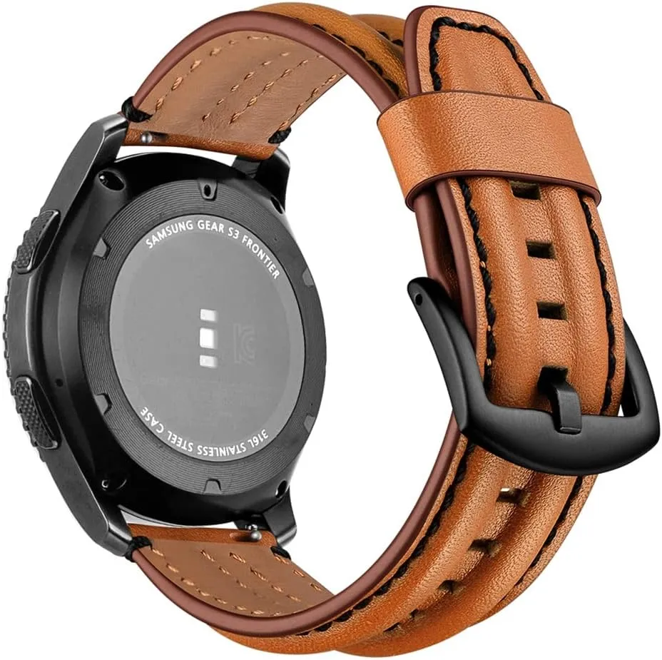 Leather Watch Band 20mm 22mm Cowhide Watch Strap Keel Strap Watchbands Belt Brown Black(22mm)