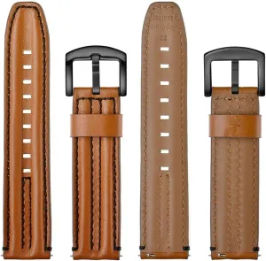 Leather Watch Band 20mm 22mm Cowhide Watch Strap Keel Strap Watchbands Belt Brown Black(22mm)