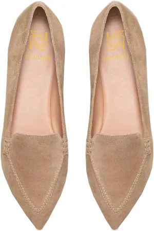 LEHOOR Women Casual Pointed Toe Loafer Flats Shoes Slip On Suede Penny Loafers Flat Heel Closed Pointy Toe Driver Coach Office Loafers Crocodile Snakeskin Flats Dressy Comfort Fall Retro 4-11 M US