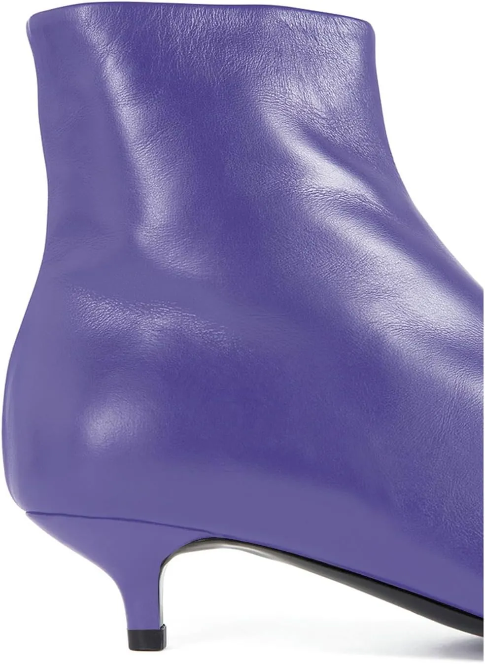 LEMUTISME Women's Classic Square Toe Matte Leather Autumn Winter Side Zipper Elegant Low Low Kitten Heel Ankle Booties