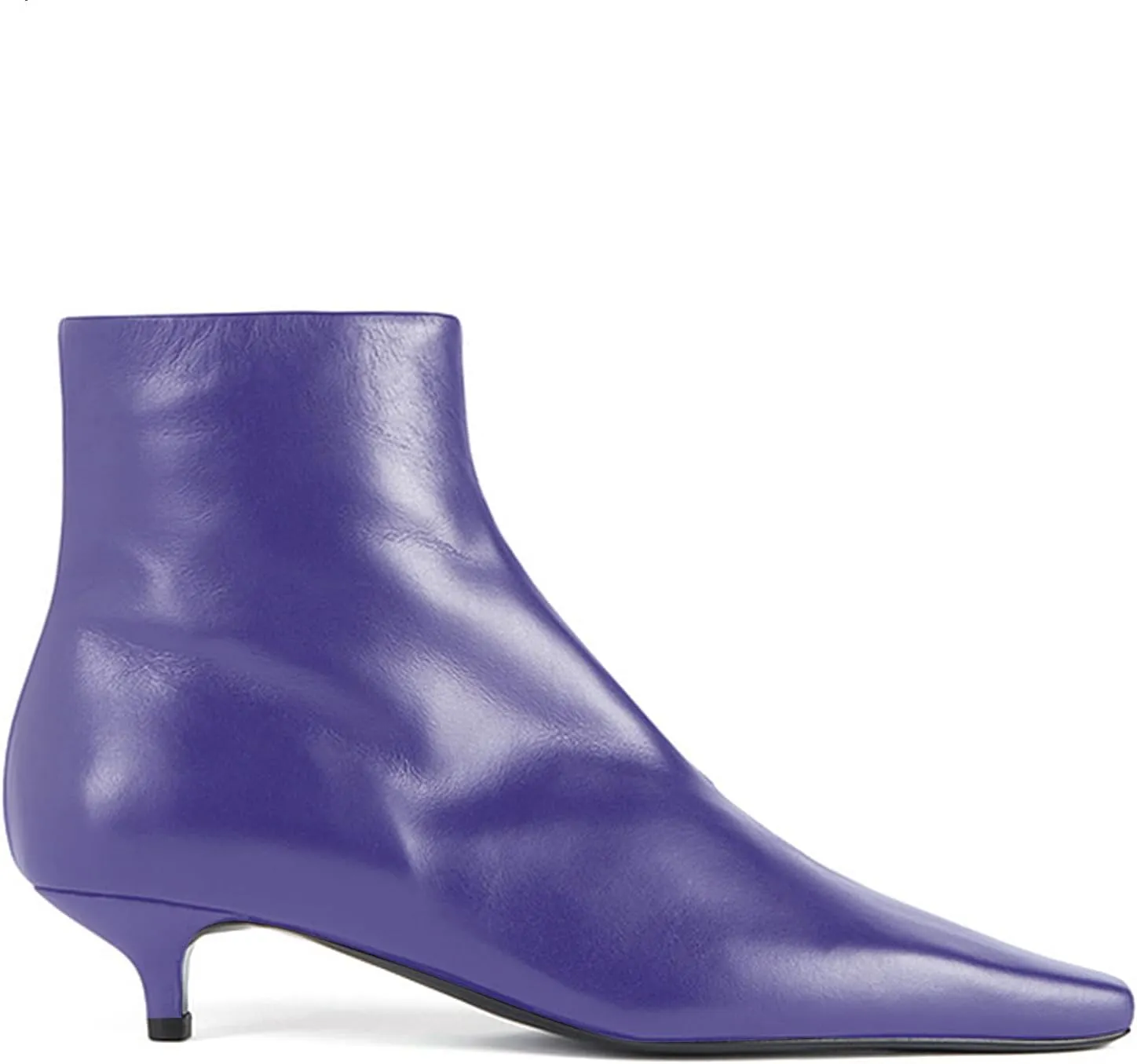 LEMUTISME Women's Classic Square Toe Matte Leather Autumn Winter Side Zipper Elegant Low Low Kitten Heel Ankle Booties