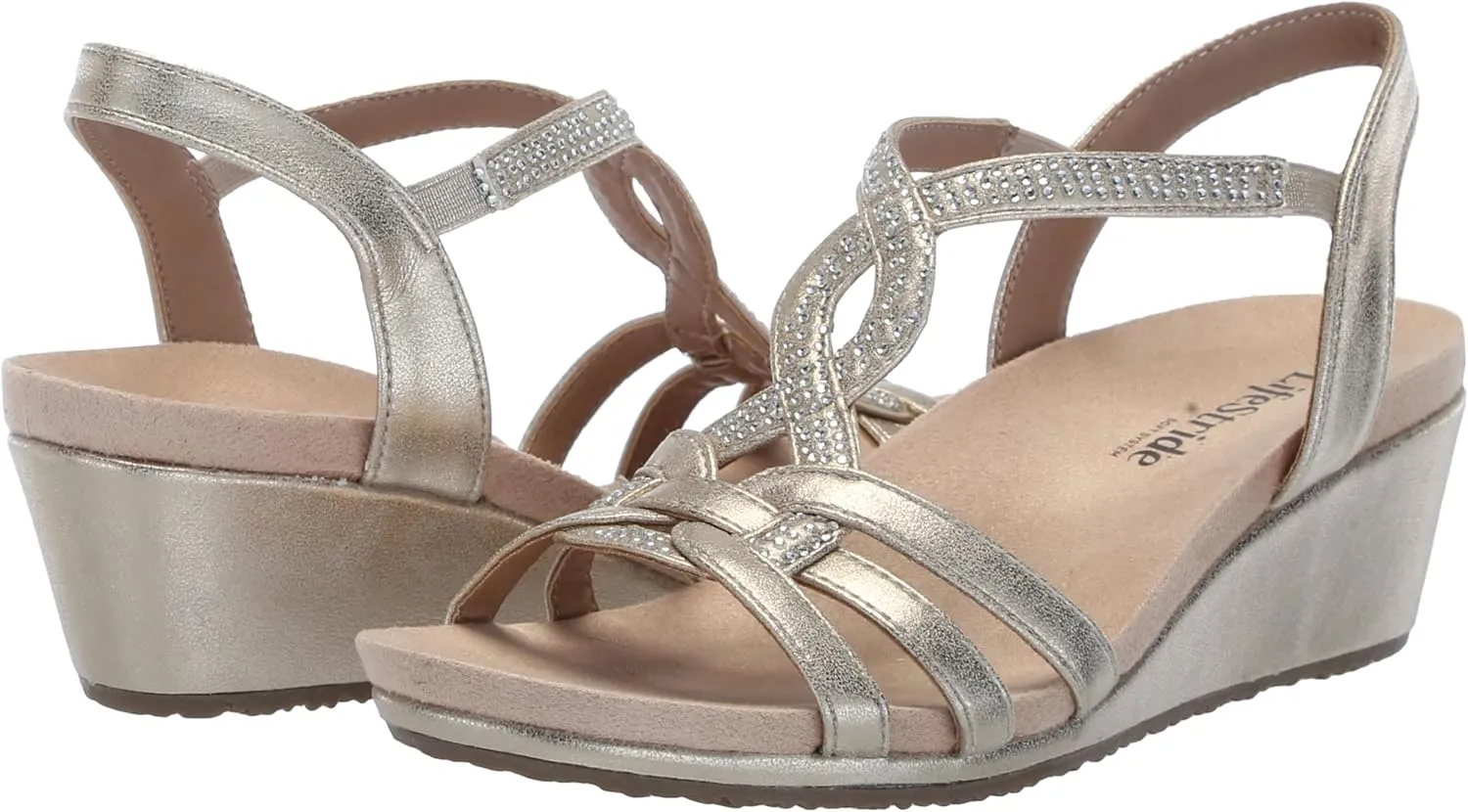 LifeStride Women's Monaco Strappy Wedge Sandals