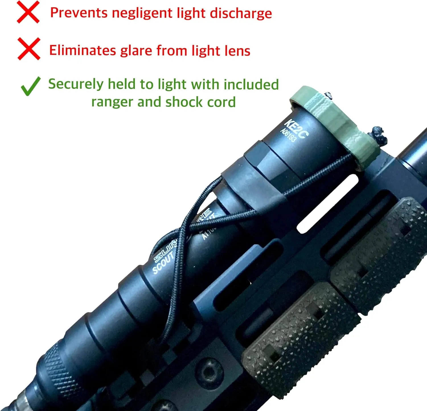 Light/Lens Cover for Weapon Mounted Flashlights Higher-Temp PETG-CF (Black, PDG Dual Fuel Mod.2)