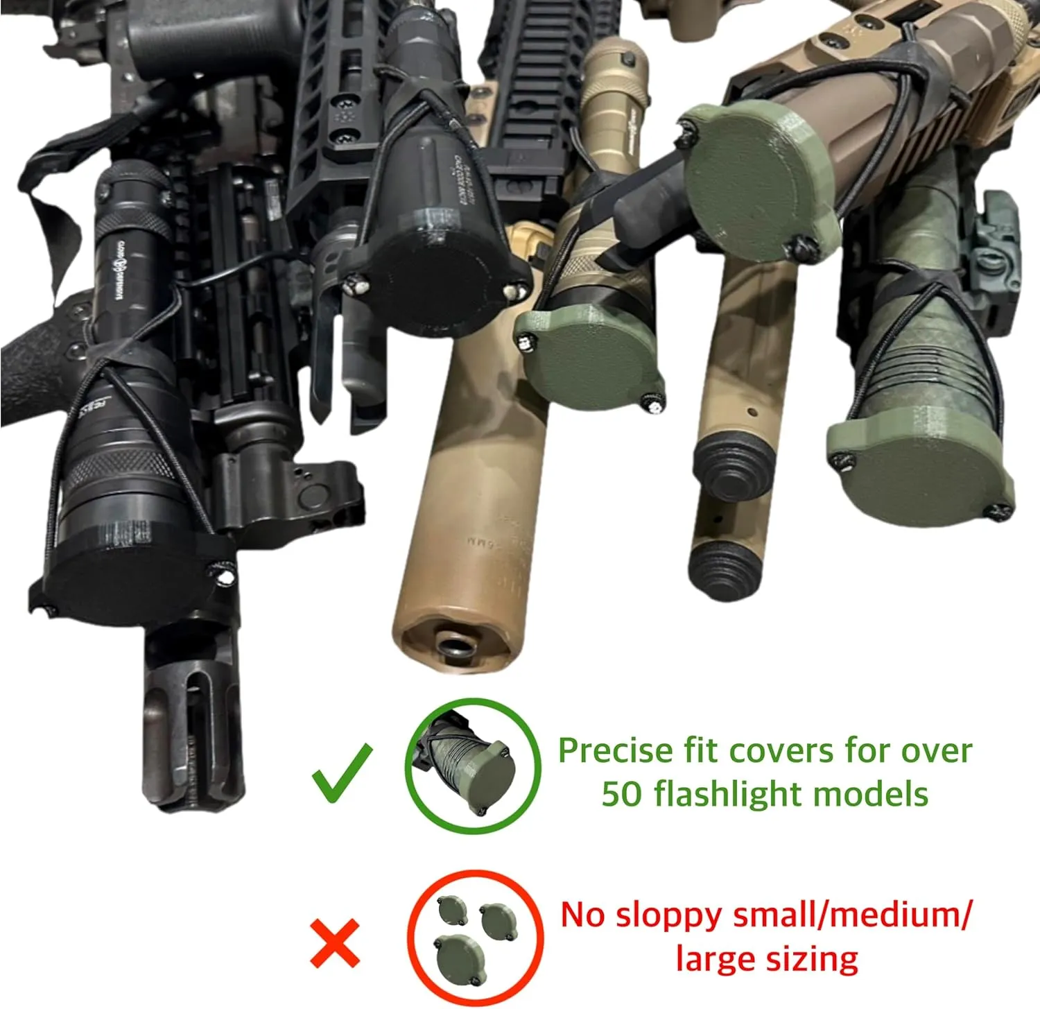 Light/Lens Cover for Weapon Mounted Flashlights Higher-Temp PETG-CF (Black, PDG Dual Fuel Mod.2)