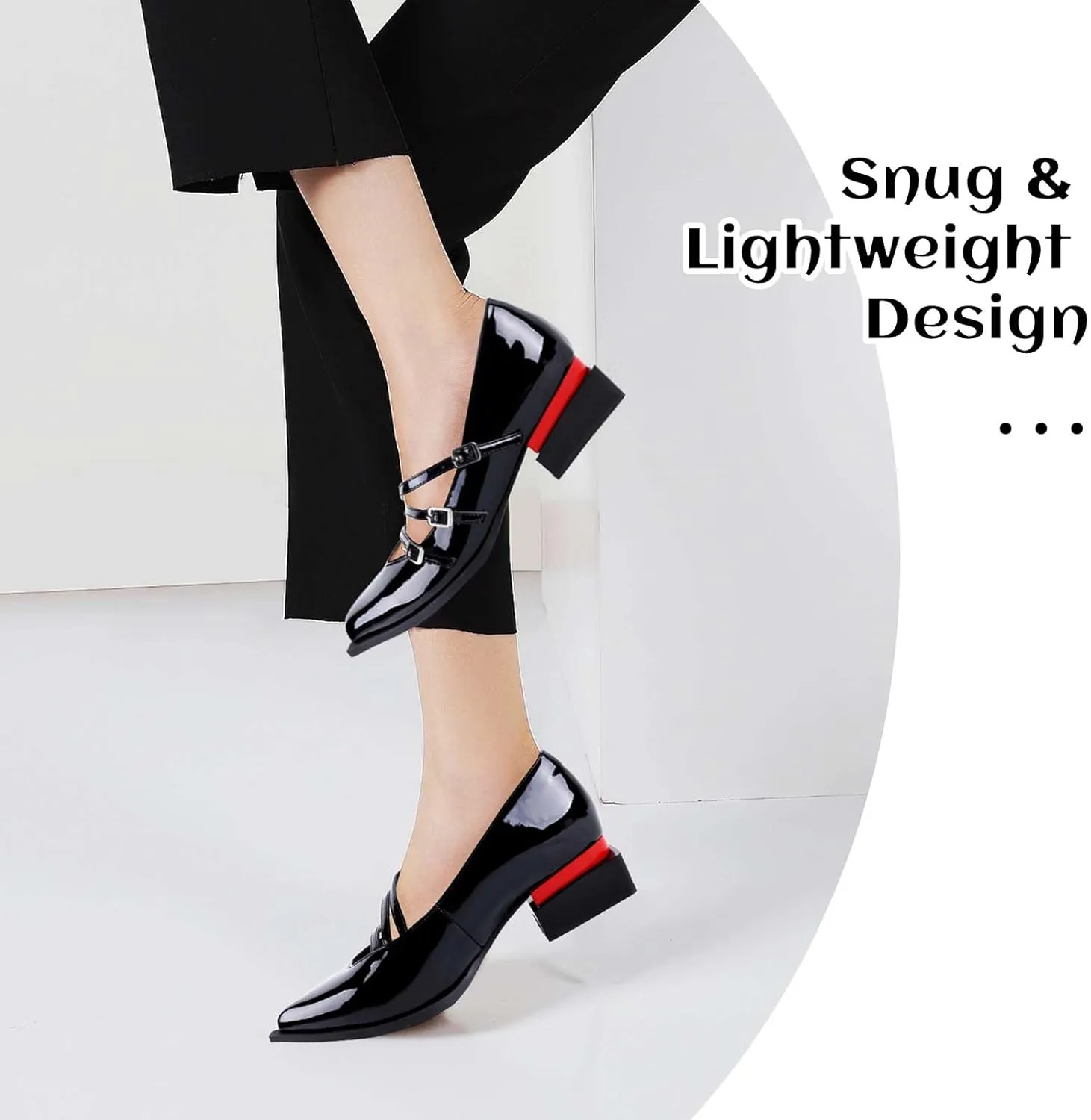 LingxiaUne Shoes for Women Fashion Forward Elegant Dressy Womens Pumps and Loafers with Low Chunky Heel and Sleek Pointed Toe Design Fashion Forward