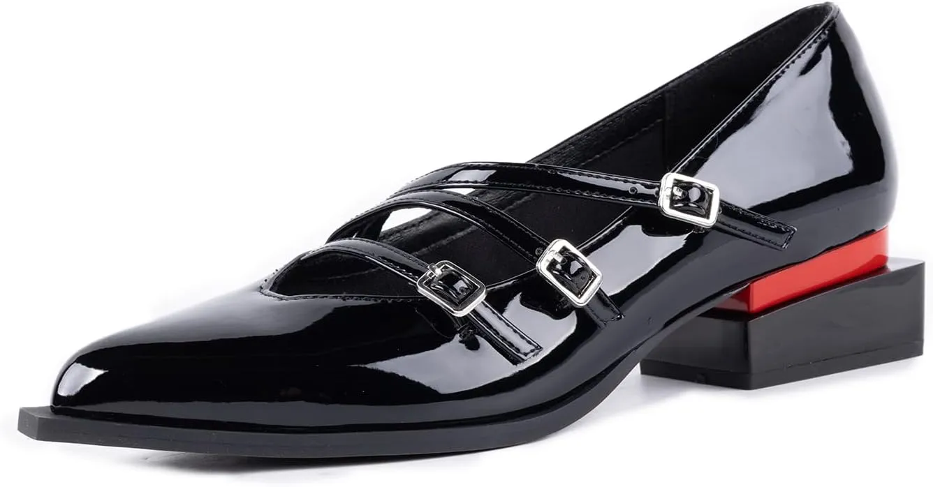 LingxiaUne Shoes for Women Fashion Forward Elegant Dressy Womens Pumps and Loafers with Low Chunky Heel and Sleek Pointed Toe Design Fashion Forward