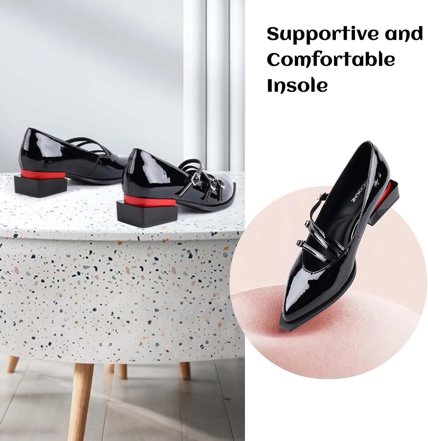 LingxiaUne Shoes for Women Fashion Forward Elegant Dressy Womens Pumps and Loafers with Low Chunky Heel and Sleek Pointed Toe Design Fashion Forward