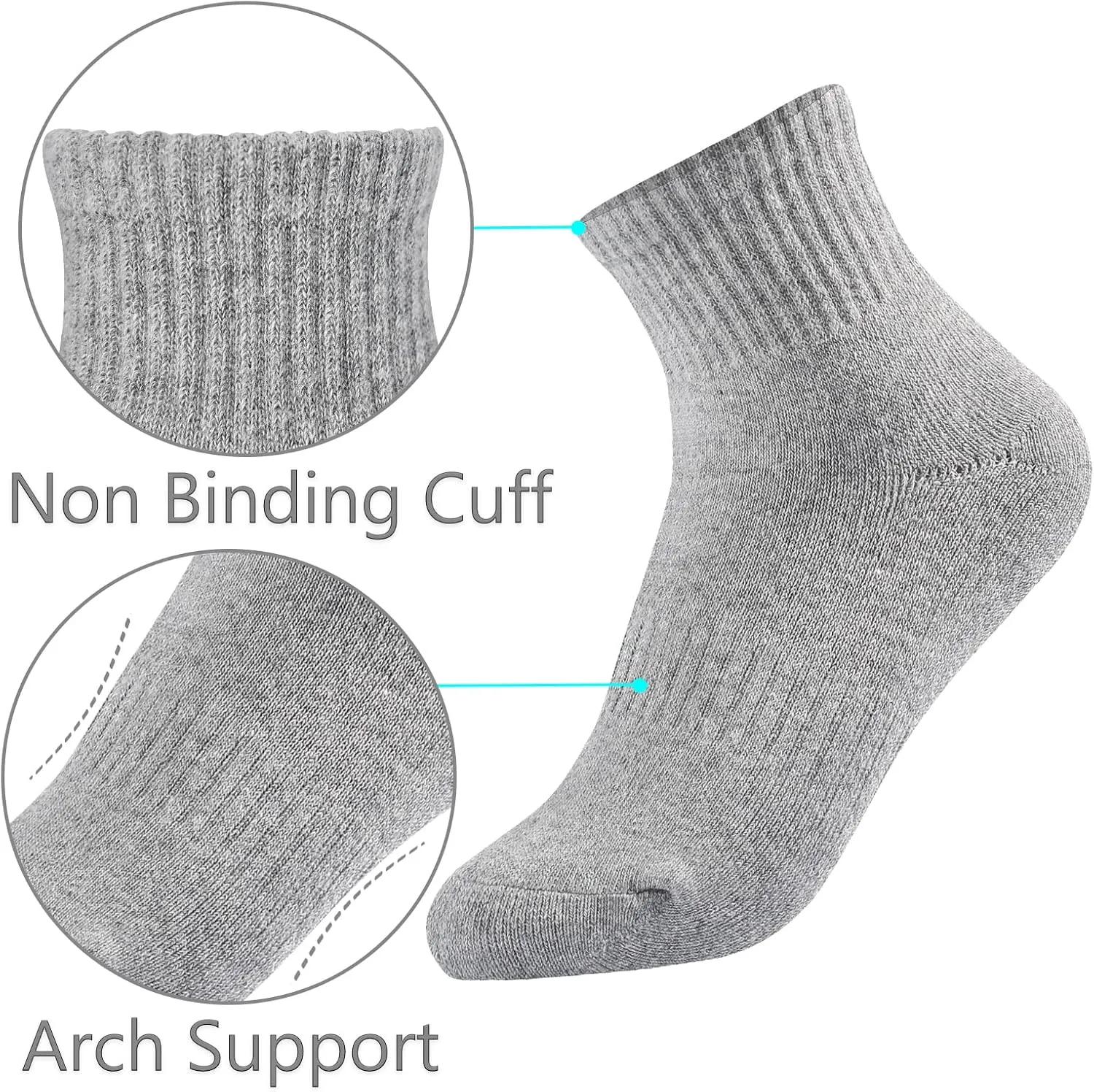LO SHOKIM Athletic Socks Women Ankle Cushioned Running Socks 6 Pairs Thick Cotton Sports Socks