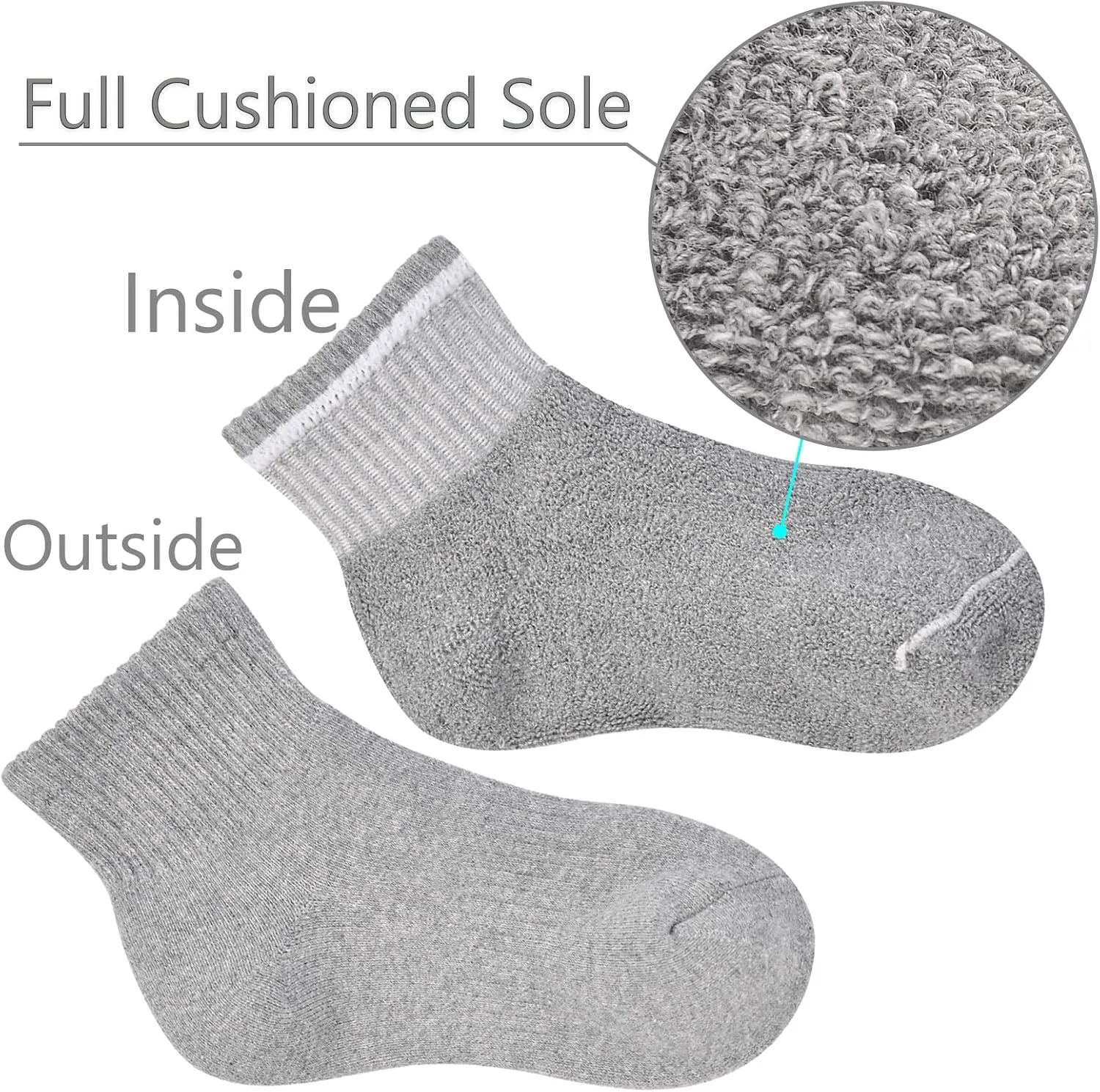 LO SHOKIM Athletic Socks Women Ankle Cushioned Running Socks 6 Pairs Thick Cotton Sports Socks