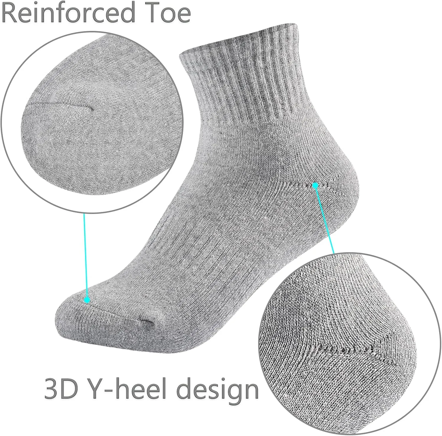 LO SHOKIM Athletic Socks Women Ankle Cushioned Running Socks 6 Pairs Thick Cotton Sports Socks