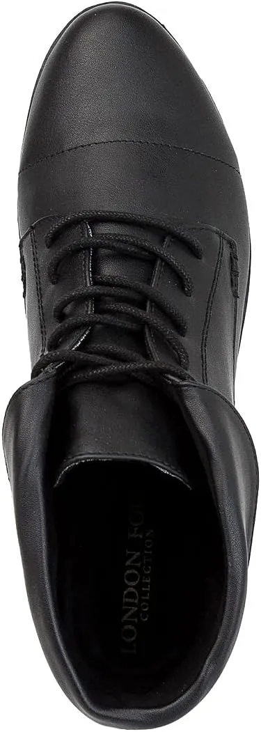 LONDON FOG Crissy Dress Ankle Boot Ladies Lace Up Bootie with Collar