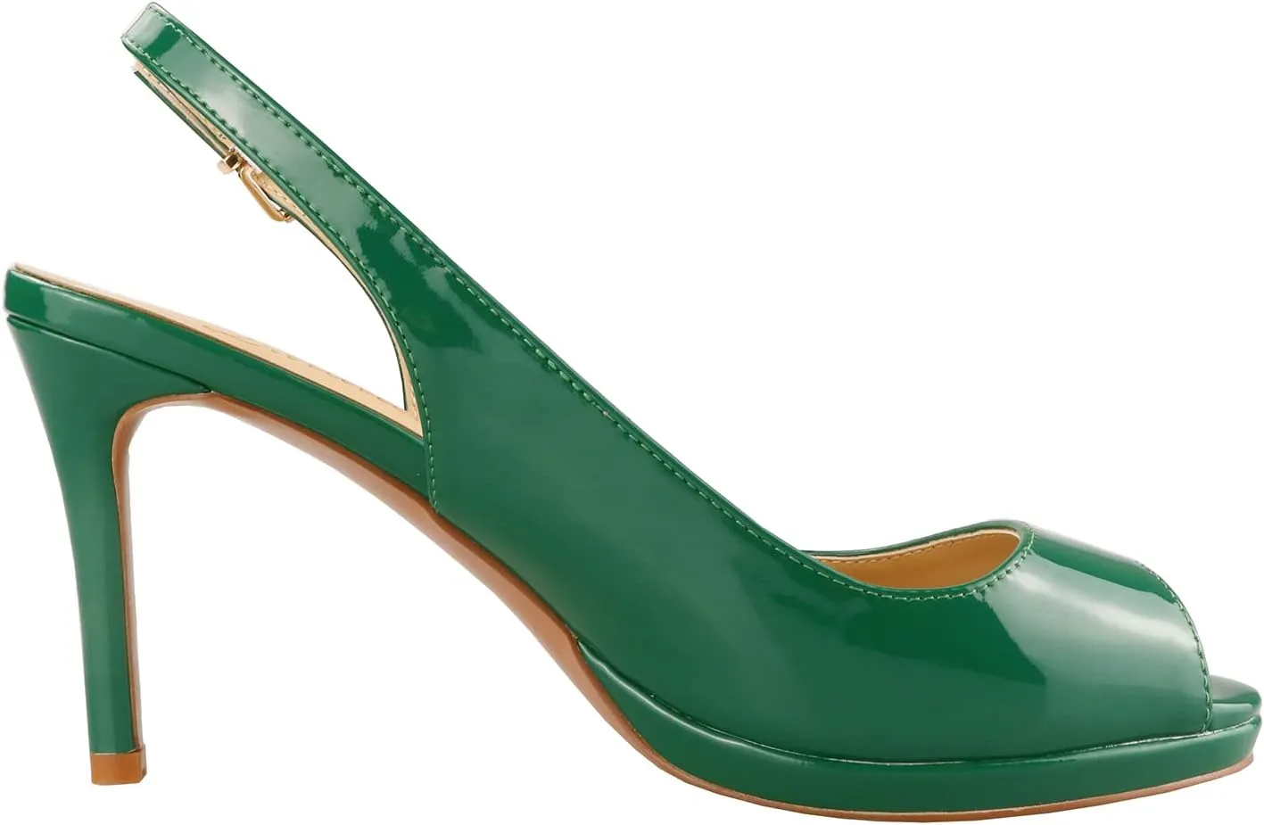 Lutalica W Women's Patent Leather Comfort Platform High Heel Slingback Sandals Sexy Peep Toe Stiletto High Heel Pumps