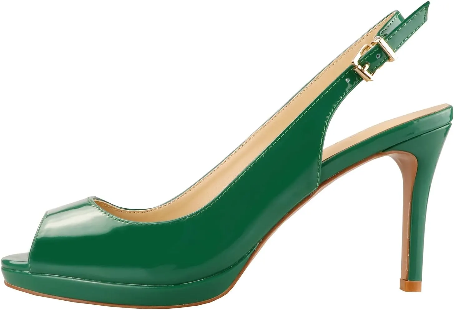 Lutalica W Women's Patent Leather Comfort Platform High Heel Slingback Sandals Sexy Peep Toe Stiletto High Heel Pumps