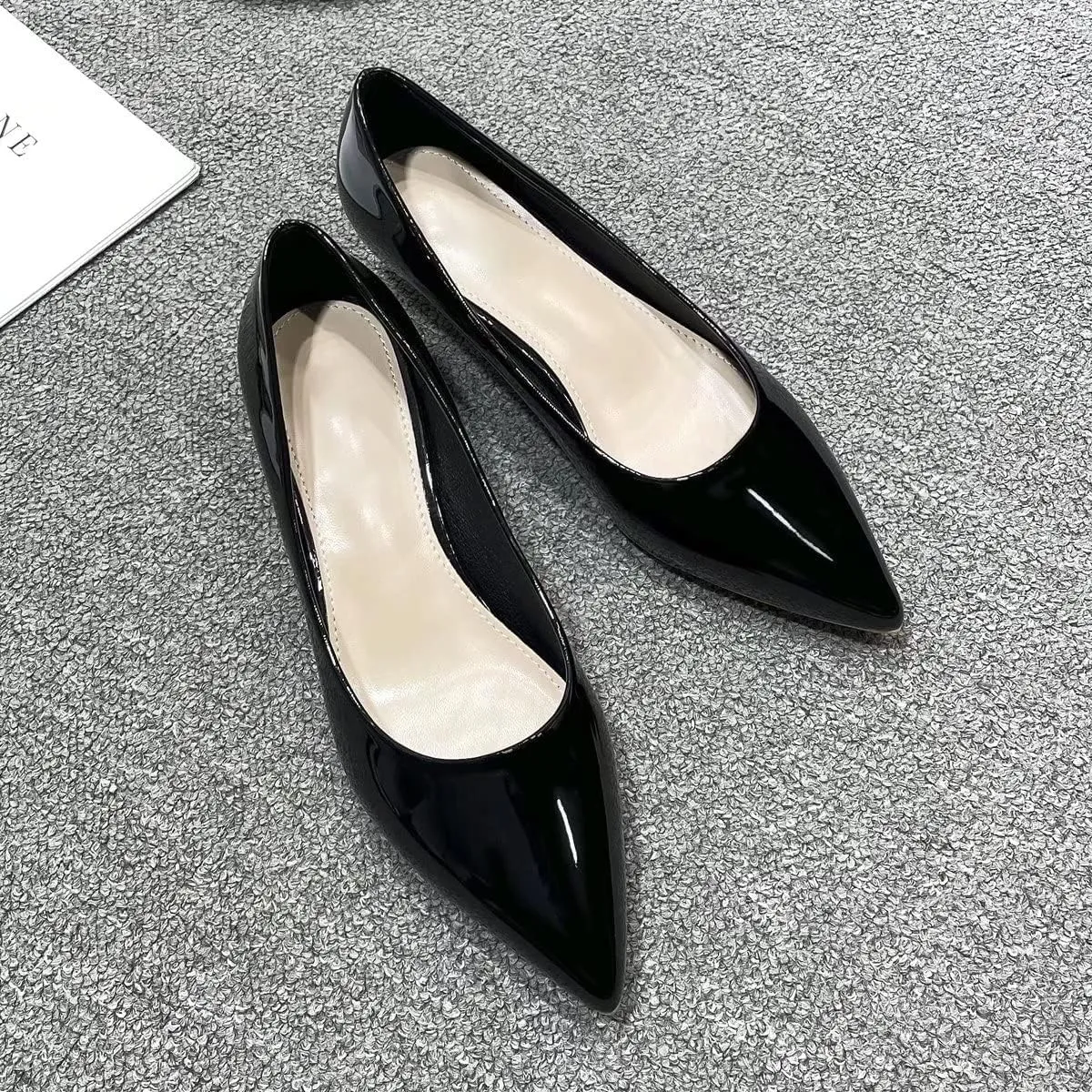 LUXINYU Women's Classic Fashion Pointed Toe Kitten Heel Dress Pumps Shoes Comfort Low Heel Work Shoes