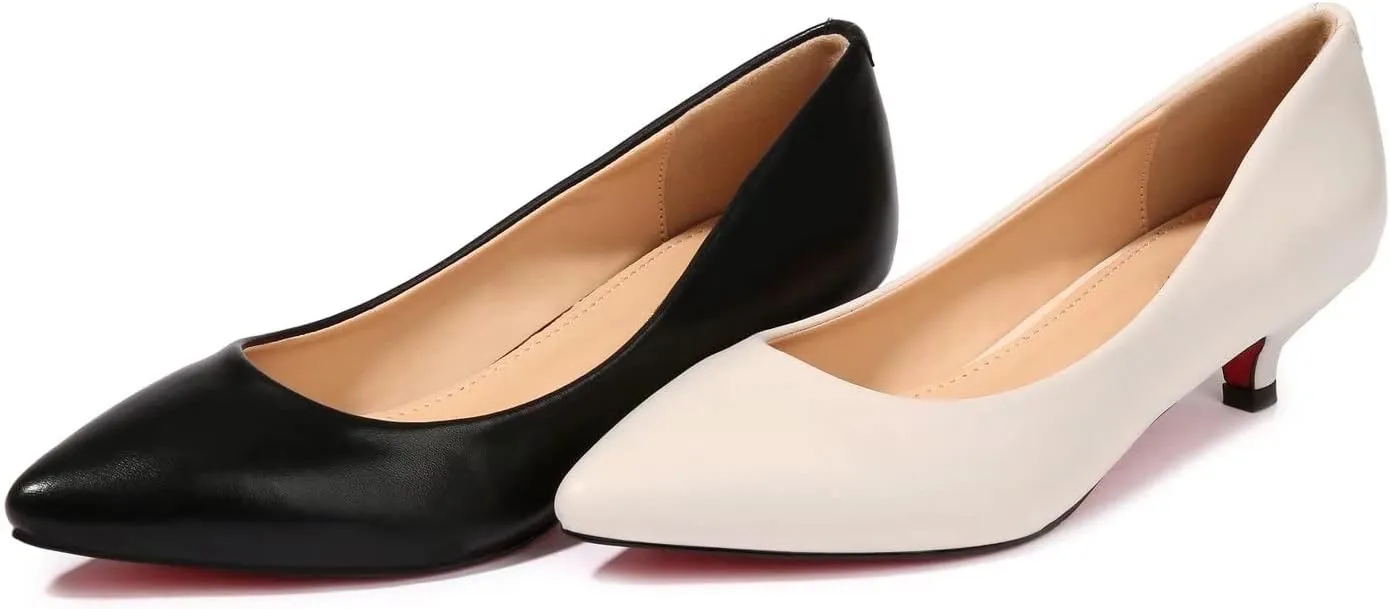 LUXINYU Women's Classic Fashion Pointed Toe Kitten Heel Dress Pumps Shoes Comfort Low Heel Work Shoes