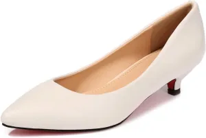 LUXINYU Women's Classic Fashion Pointed Toe Kitten Heel Dress Pumps Shoes Comfort Low Heel Work Shoes