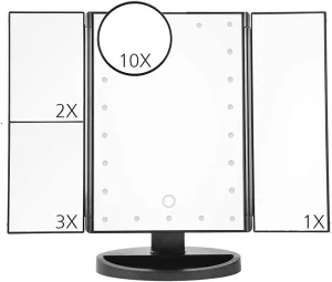 Makeup Mirror Vanity Makeup Mirror Lighted Makeup Mirror,3 Folding Vanity Mirror 180 Rotatiation Touch Dimmer Table Mirrors Chargeable Travel Cosmetic Mirror for Desktop Cosmetic Mirror