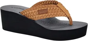 MALIDA Womens Wedge Arch Support Flip Flops Cushion Soft Rubber Midsole Platform Thong Sandals with Rubber Sole