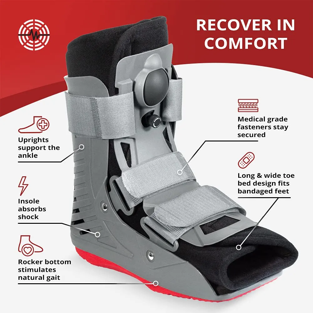 ManaMed Royal Boot Air Short CAM Boot - Small | Orthopedic Walking Boot For Sprained Ankle with Air Pump & Traction | Foot Brace for Injured Foot, Ankle Sprain, Broken Toe & Post Surgery