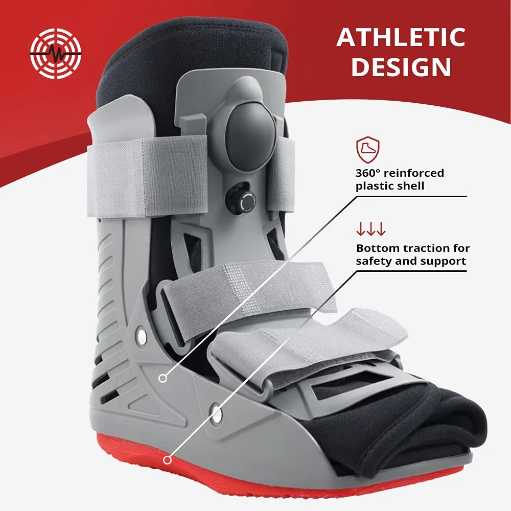 ManaMed Royal Boot Air Short CAM Boot - Small | Orthopedic Walking Boot For Sprained Ankle with Air Pump & Traction | Foot Brace for Injured Foot, Ankle Sprain, Broken Toe & Post Surgery