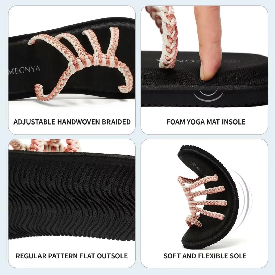 MEGNYA Yoga Mat Flip Flops for Women, Comfortable Foam Walking Sandals, Flexible and Lightweight Slippers for Beach/Holiday/Poolside/Outdoor Activities