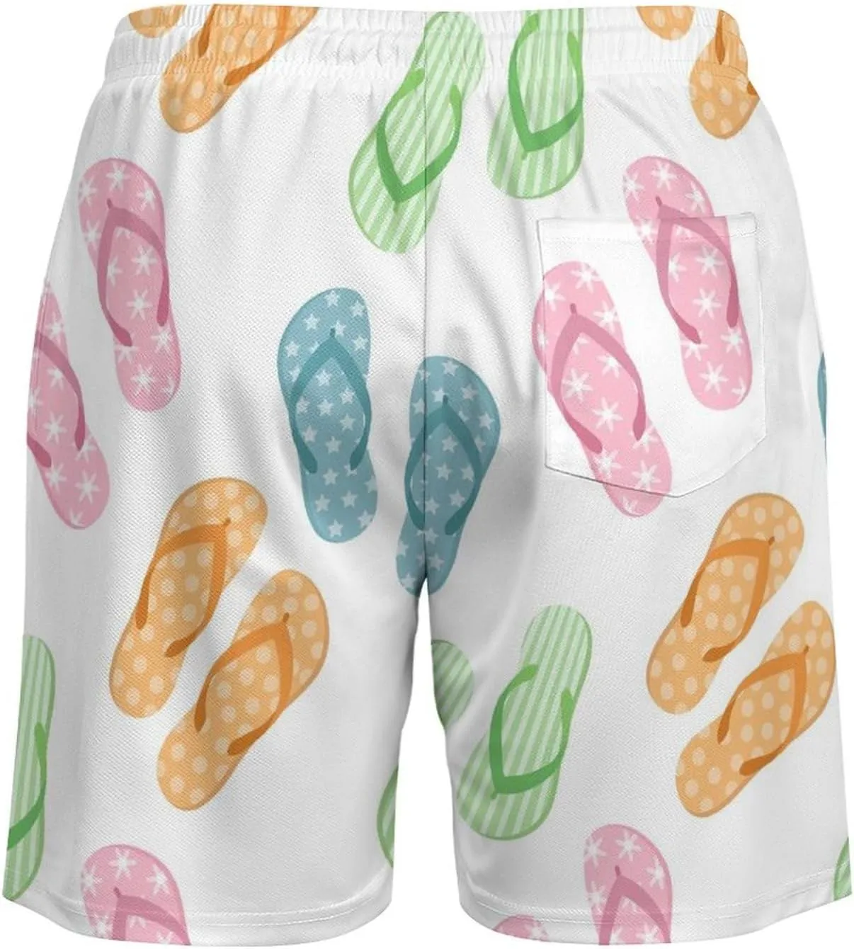 Men Cool Flip Flop Swim Trunks Vacation Beach Shorts with Pockets Compression Liner Quick Dry