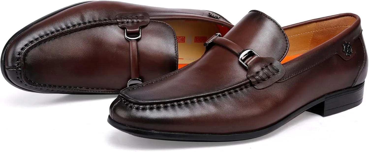Mens Buckle Dress Shoes Loafers Classic Leather Business Dress Loafer Formal Slip On Penny Loafer Shoes